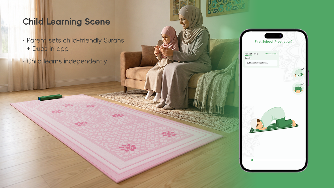 Parent and child learning Salah with NoorConnect
