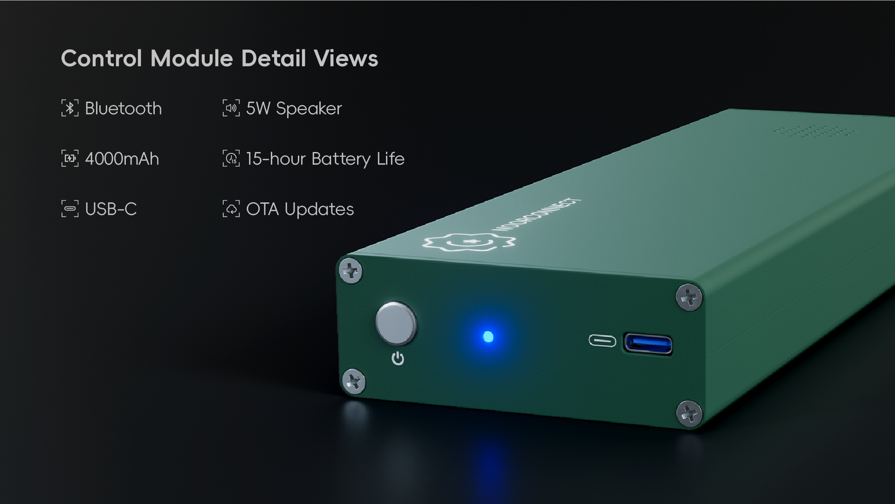 NoorConnect control module with Bluetooth speaker battery USB-C and OTA updates