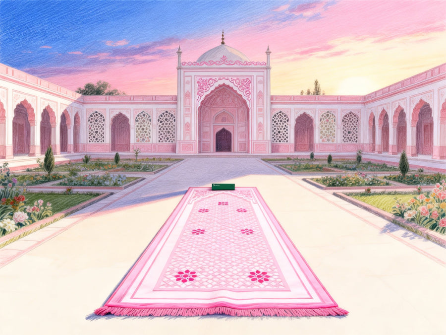 Mughal Char Bagh garden courtyard at sunset