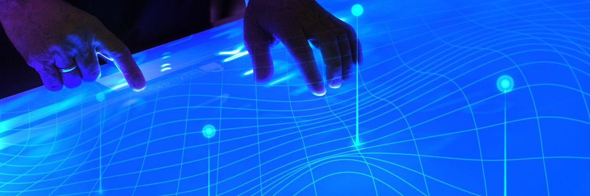 Fingertips touching a glowing pressure-sensing grid, visualizing woven FSR sensing across the mat surface